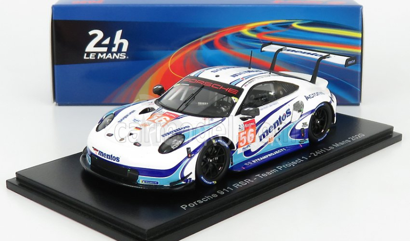 Spark-model Porsche 911 991-2 Rsr 4.0l Team Project 1 N 56 24h Le Mans 2020 M.cairoli - E.perfetti - L.ten Voorde 1:43 biela svetlomodrá