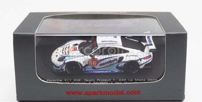 Spark-model Porsche 911 991-2 Rsr 4.0l Team Project 1 N 56 24h Le Mans 2020 M.cairoli - E.perfetti - L.ten Voorde 1:87 biela svetlomodrá