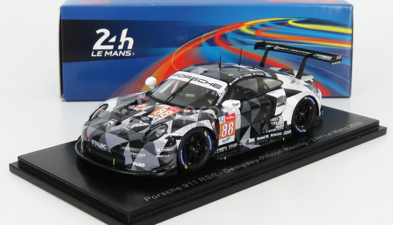 Spark-model Porsche 911 991-2 Rsr Team Dempsey Proton Racing N 88 24h Le Mans 2020 D.bastien - A.de Leener - T.preining 1:43 Grey Black