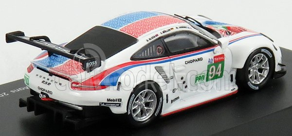 Spark-model Porsche 911 991-2 Rsr Team Porsche Gt N 94 24h Le Mans 2019 S.muller - M.jaminet - D.olsen 1:87 White Blue Red