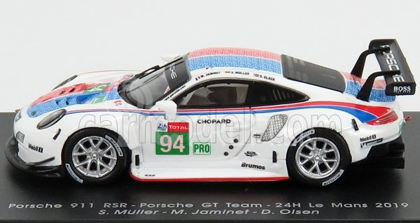 Spark-model Porsche 911 991-2 Rsr Team Porsche Gt N 94 24h Le Mans 2019 S.muller - M.jaminet - D.olsen 1:87 White Blue Red