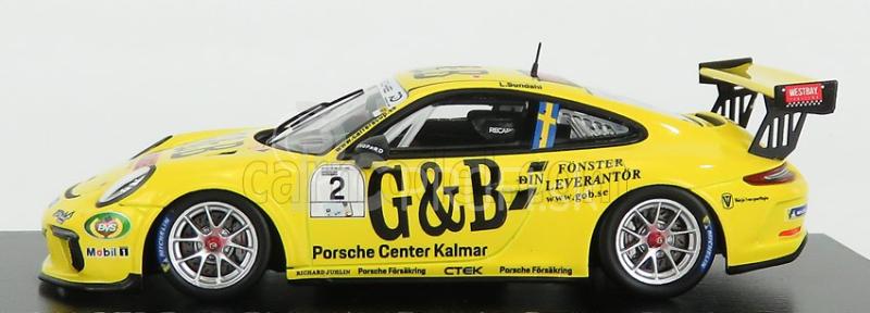 Spark-model Porsche 911 991 Gt3 Cup N 2 Champion Porsche Carrera Cup Scandinavia 2018 L.sundahl 1:43 Žltá