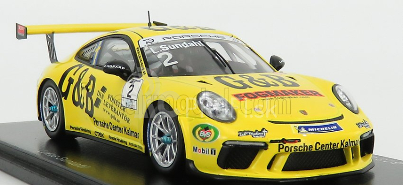 Spark-model Porsche 911 991 Gt3 Cup N 2 Champion Porsche Carrera Cup Scandinavia 2018 L.sundahl 1:43 Žltá