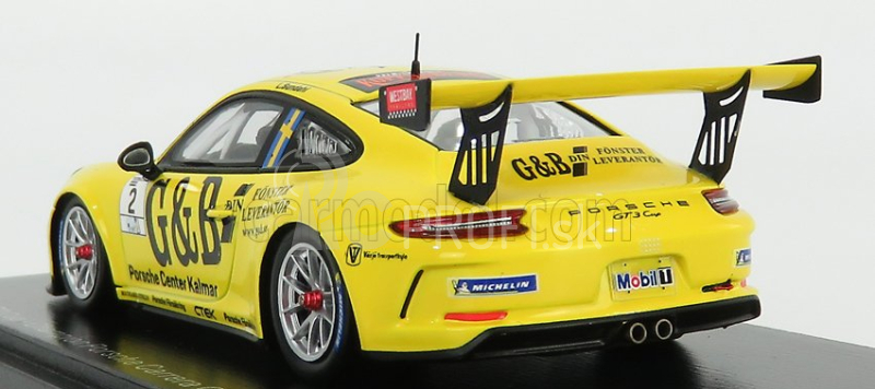 Spark-model Porsche 911 991 Gt3 Cup N 2 Champion Porsche Carrera Cup Scandinavia 2018 L.sundahl 1:43 Žltá