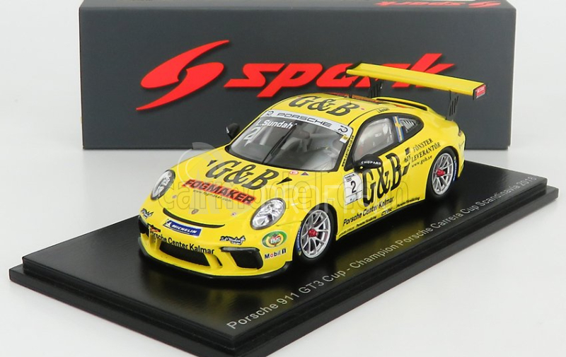 Spark-model Porsche 911 991 Gt3 Cup N 2 Champion Porsche Carrera Cup Scandinavia 2018 L.sundahl 1:43 Žltá