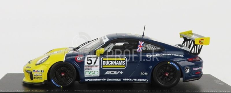 Spark-model Porsche 911 991 Gt3 Cup N 25 Porsche Carrera Cup England Champion 2021 Dan Cammish 1:43 Black Yellow