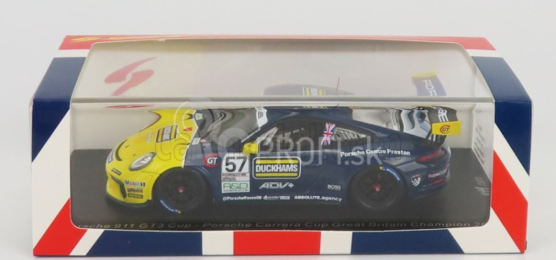 Spark-model Porsche 911 991 Gt3 Cup N 25 Porsche Carrera Cup England Champion 2021 Dan Cammish 1:43 Black Yellow