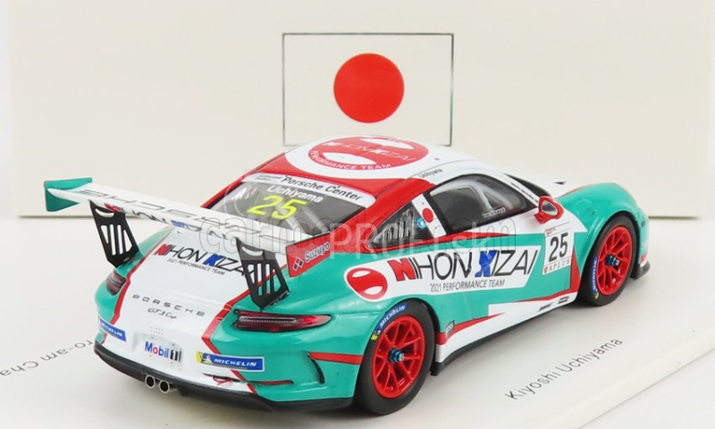 Spark-model Porsche 911 991 Gt3 Cup N 25 Porsche Carrera Cup Japan Pro-am Champion 2021 Kiyoshi Uchiyama 1:43 Light Blue White