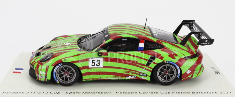 Spark-model Porsche 911 991 Gt3 Cup N 53 Porsche Carrera Cup France Barcelona 2021 Arthur Mathieu 1:43 Zelená červená