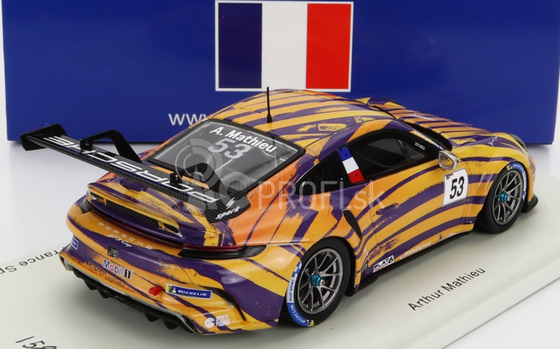 Spark-model Porsche 911 991 Gt3 Cup N 53 Porsche Carrera Cup France Spa 2021 Arthur Mathieu 1:43 Orange Purple