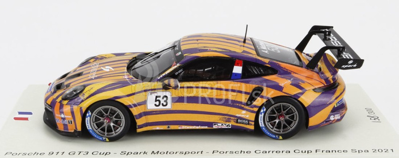 Spark-model Porsche 911 991 Gt3 Cup N 53 Porsche Carrera Cup France Spa 2021 Arthur Mathieu 1:43 Orange Purple