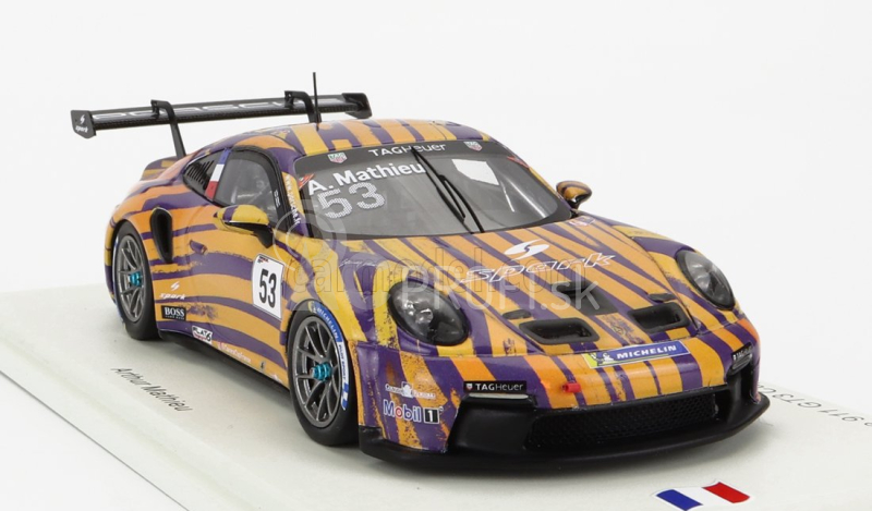 Spark-model Porsche 911 991 Gt3 Cup N 53 Porsche Carrera Cup France Spa 2021 Arthur Mathieu 1:43 Orange Purple