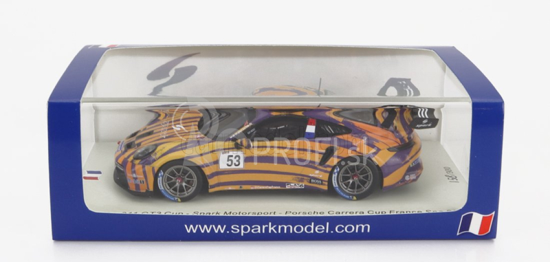 Spark-model Porsche 911 991 Gt3 Cup N 53 Porsche Carrera Cup France Spa 2021 Arthur Mathieu 1:43 Orange Purple