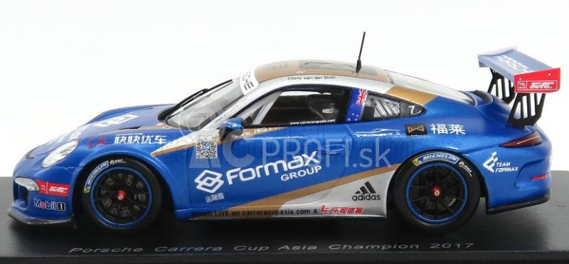 Spark-model Porsche 911 991 Gt3 N 7 Champion Porsche Carrera Cup Asia 2017 V.der Drift 1:43 Blue