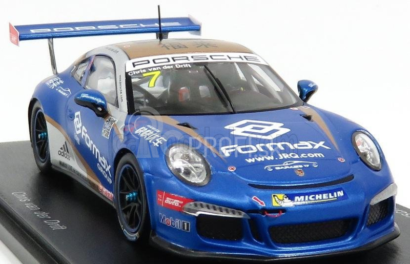 Spark-model Porsche 911 991 Gt3 N 7 Champion Porsche Carrera Cup Asia 2017 V.der Drift 1:43 Blue