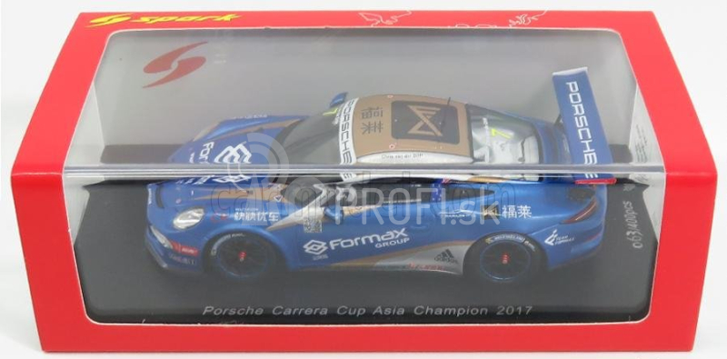 Spark-model Porsche 911 991 Gt3 N 7 Champion Porsche Carrera Cup Asia 2017 V.der Drift 1:43 Blue