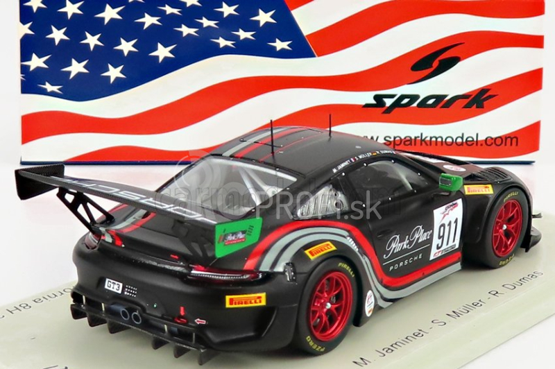 Spark-model Porsche 911 991 Gt3 R Team Park Place Motorsports N 911 3rd 8h Californie 2019 M.jaminet - S.muller - R.dumas 1:43 Black Red