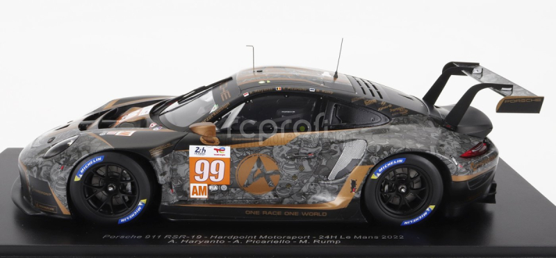 Spark-model Porsche 911 991 Rsr-19 4.2l Team Hardpoint Motorsport N 99 24h Le Mans 2022 A.haryanto - A.picariello - M.rump - Con Vetrina - S vitrínou - Špeciálna krabica 1:18 Black