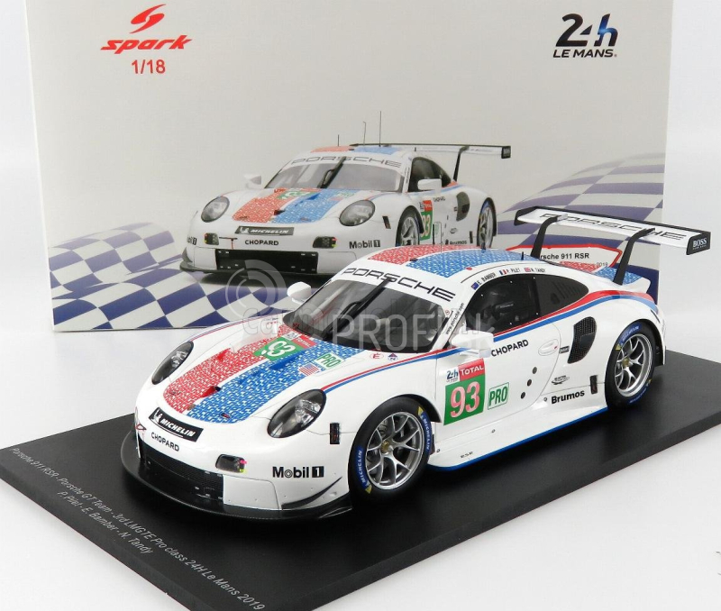 Spark-model Porsche 911 991 Rsr 4.0- Flat-6 Team Porsche Gt N 93 24h Le Mans 2019 N.tandy - E.bamber - P.pilet 1:18 White