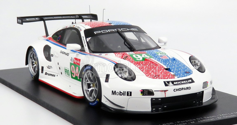 Spark-model Porsche 911 991 Rsr 4.0- Flat-6 Team Porsche Gt N 94 24h Le Mans 2019 S.muller - M.jaminet - D.olsen 1:18 White