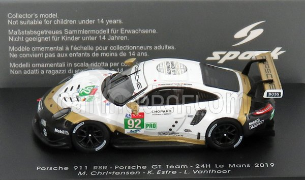 Spark-model Porsche 911 991 Rsr Team Porsche Gt N 92 24h Le Mans 2019 M.christensen - K.estre - L.vanthoor 1:87 White