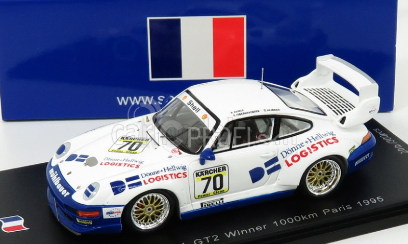 Spark-model Porsche 911 993 Gt2 N 70 1000km Paris 1995 P.oberdorfer - D.hubner 1:43 Biela Modrá