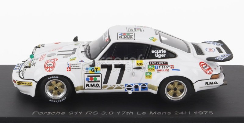 Spark-model Porsche 911 Carrera Rs 3.0l Team P.dagoreau N 77 24h Le Mans 1975 T.sabine - P.dagoreau - J.p.aeschlimann 1:43 White