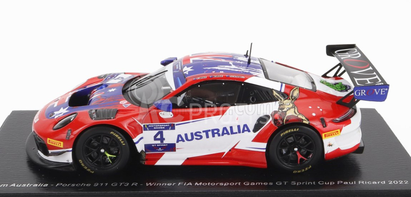 Spark-model Porsche 991 911 Gt3 R Team Australia N 4 Winner Fia Motorsport Games Gt Sprint Cup Paul Richard 2022 M.campbell 1:43 Červená biela