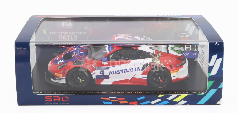 Spark-model Porsche 991 911 Gt3 R Team Australia N 4 Winner Fia Motorsport Games Gt Sprint Cup Paul Richard 2022 M.campbell 1:43 Červená biela