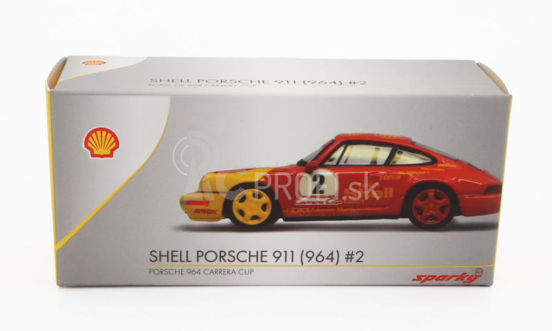 Spark-model Porsche Set 2x 911 964 N 1 Carrera Cup Shell Pirelli 1991 W.kaufmann + N 2 Carrera Cup Shell Trophy 1991 1:64 žltá červená čierna