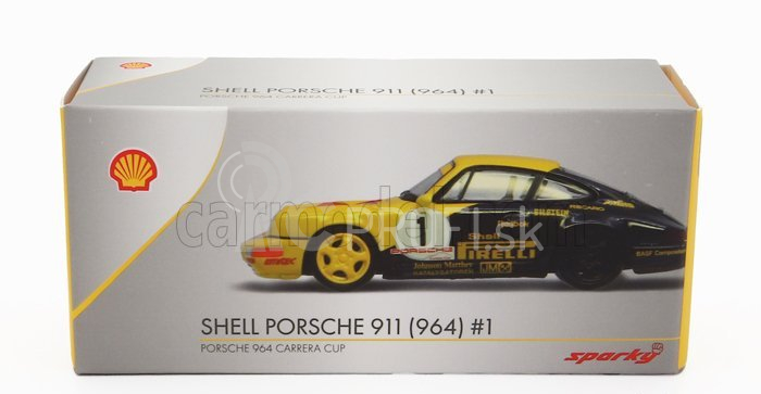 Spark-model Porsche Set 2x 911 964 N 1 Carrera Cup Shell Pirelli 1991 W.kaufmann + N 2 Carrera Cup Shell Trophy 1991 1:64 žltá červená čierna