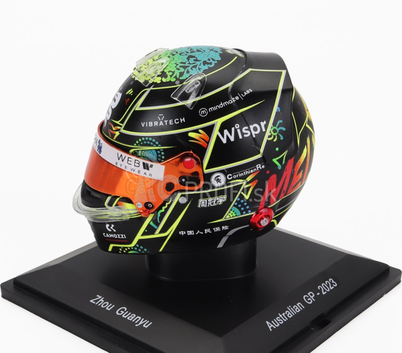 Spark-model prilby Bell F1 Casco Helma 2023 Alfa Romeo C43 Team Stake N 24 Australian Gp 2023 Guanyu Zhou 1:5 Black Yellow