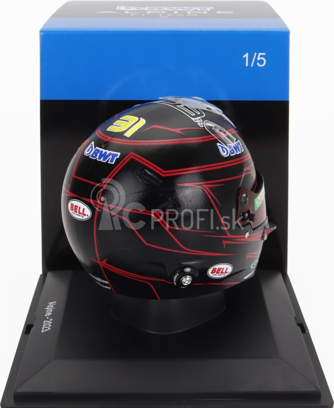 Spark-model prilby Bell F1 Casco Prilba Renault A523 Team Bwt Alpine N 31 Sezóna 2023 Esteban Ocon 1:5 Black Red