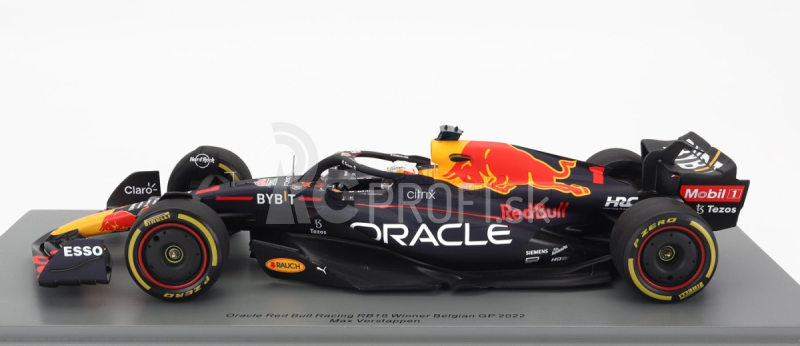 Spark-model Red bull F1 Rb18 Team Oracle Red Bull Racing N 1 Winner Belgicko Gp Majster sveta 2022 Max Verstappen 1:18 Matná modrá žltá červená