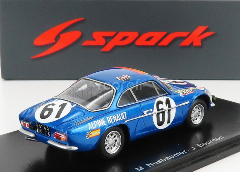 Spark-model Renault A110 Alpine Team Ecurie Leopard N 61 24h Le Mans 1968 N.nasbaumer - J.j.bourdon 1:43 Blue Met