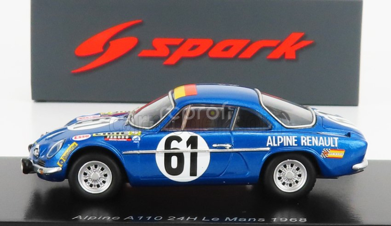 Spark-model Renault A110 Alpine Team Ecurie Leopard N 61 24h Le Mans 1968 N.nasbaumer - J.j.bourdon 1:43 Blue Met