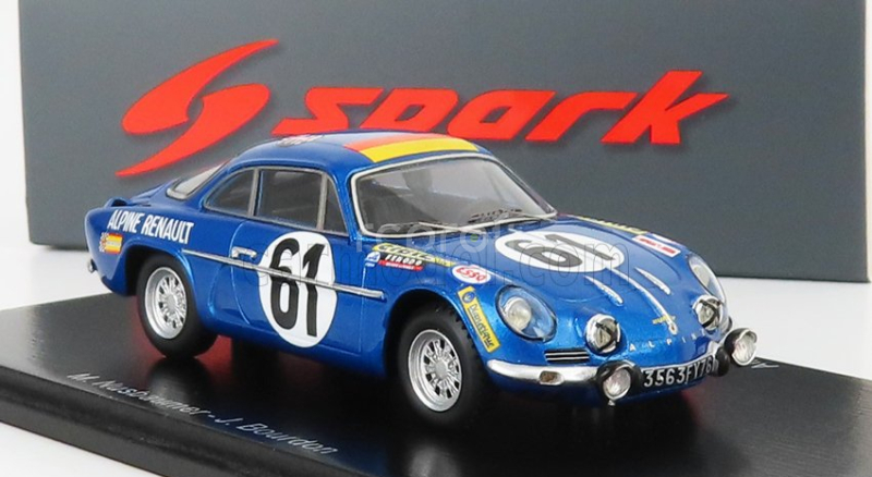 Spark-model Renault A110 Alpine Team Ecurie Leopard N 61 24h Le Mans 1968 N.nasbaumer - J.j.bourdon 1:43 Blue Met