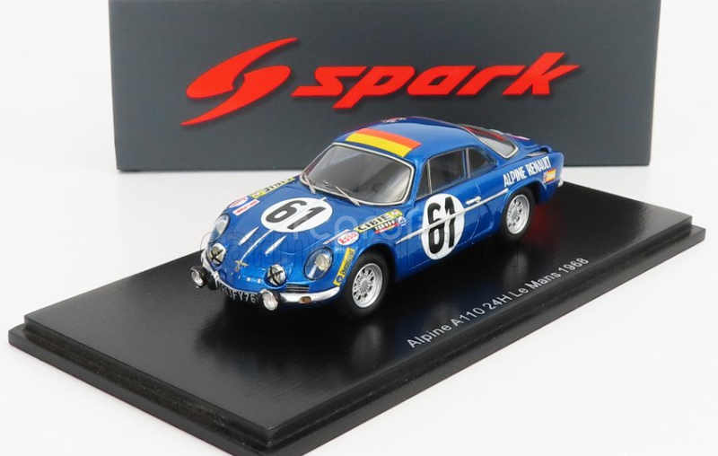 Spark-model Renault A110 Alpine Team Ecurie Leopard N 61 24h Le Mans 1968 N.nasbaumer - J.j.bourdon 1:43 Blue Met