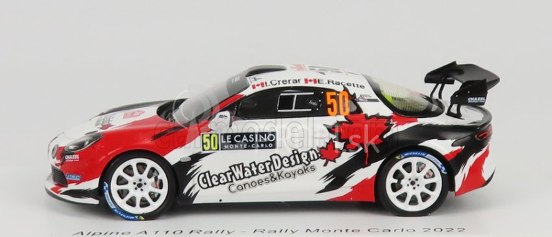 Spark-model Renault Alpine A110 Rally N 50 Rally Montecarlo 2022 I.crerar - E.racette 1:43 Biela červená čierna