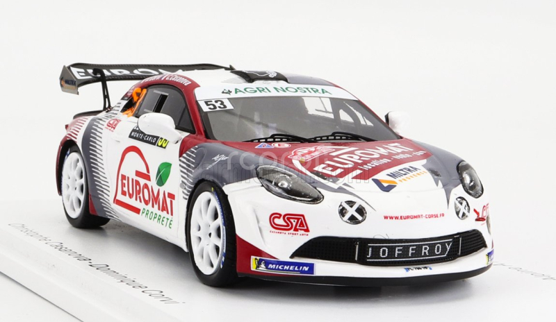 Spark-model Renault Alpine A110 Rally N 53 Rally Montecarlo 2022 C.casanova D.corvi 1:43 Biela červená