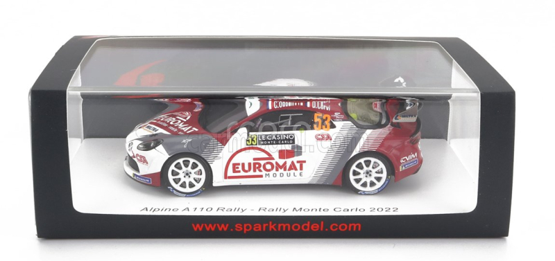 Spark-model Renault Alpine A110 Rally N 53 Rally Montecarlo 2022 C.casanova D.corvi 1:43 Biela červená