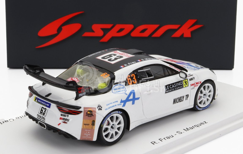 Spark-model Renault Alpine A110 Rally Rgt Team Chazel Technologie Course N 63 Rally Montecarlo 2023 R.frau - S.marquez 1:43 White