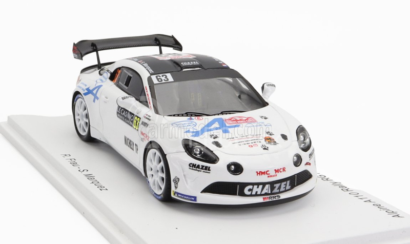 Spark-model Renault Alpine A110 Rally Rgt Team Chazel Technologie Course N 63 Rally Montecarlo 2023 R.frau - S.marquez 1:43 White