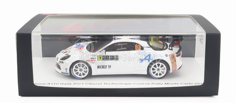 Spark-model Renault Alpine A110 Rally Rgt Team Chazel Technologie Course N 63 Rally Montecarlo 2023 R.frau - S.marquez 1:43 White