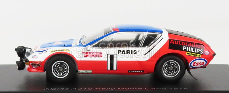 Spark-model Renault Alpine A310 N 1 Rally Montecarlo 1976 J.c.andruet - Y.jouanny 1:43 Biela červená modrá