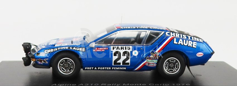 Spark-model Renault Alpine A310 N 22 Rally Montecarlo 1976 J.henry - M.gelin 1:43 Blue Met Black