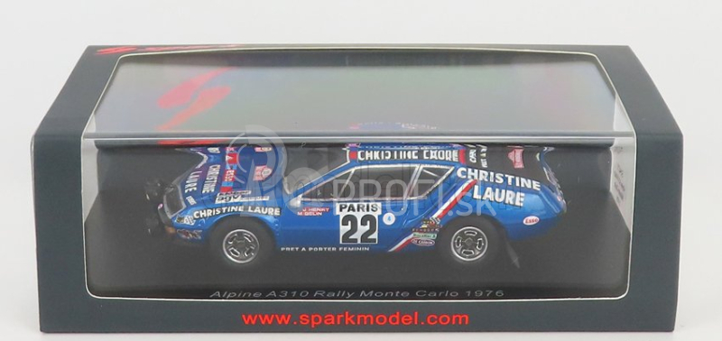 Spark-model Renault Alpine A310 N 22 Rally Montecarlo 1976 J.henry - M.gelin 1:43 Blue Met Black