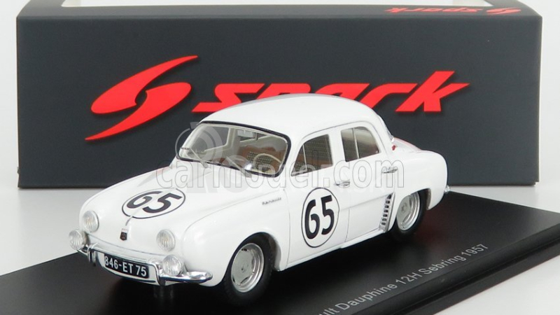 Spark-model Renault Dauphine Team Renault Company N 65 12h Sebring 1957 G.thirion - N.ferrier - G.spydel 1:43 Biela