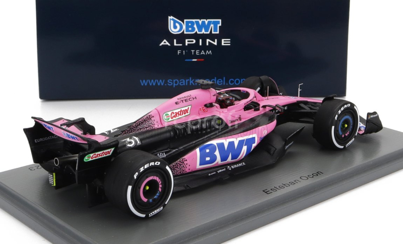 Spark-model Renault F1 A523 Team Bwt Alpine N 31 Sezóna 2023 Esteban Ocon 1:43 Ružová Modrá