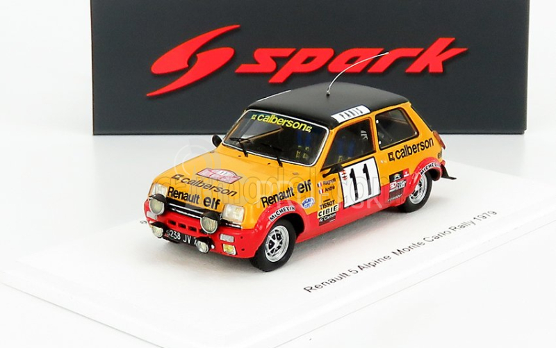 Spark-model Renault R5 Alpine N 11 Rally Montecarlo 1979 J.ragnotti - J.m.andrie 1:43 Žltá červená čierna